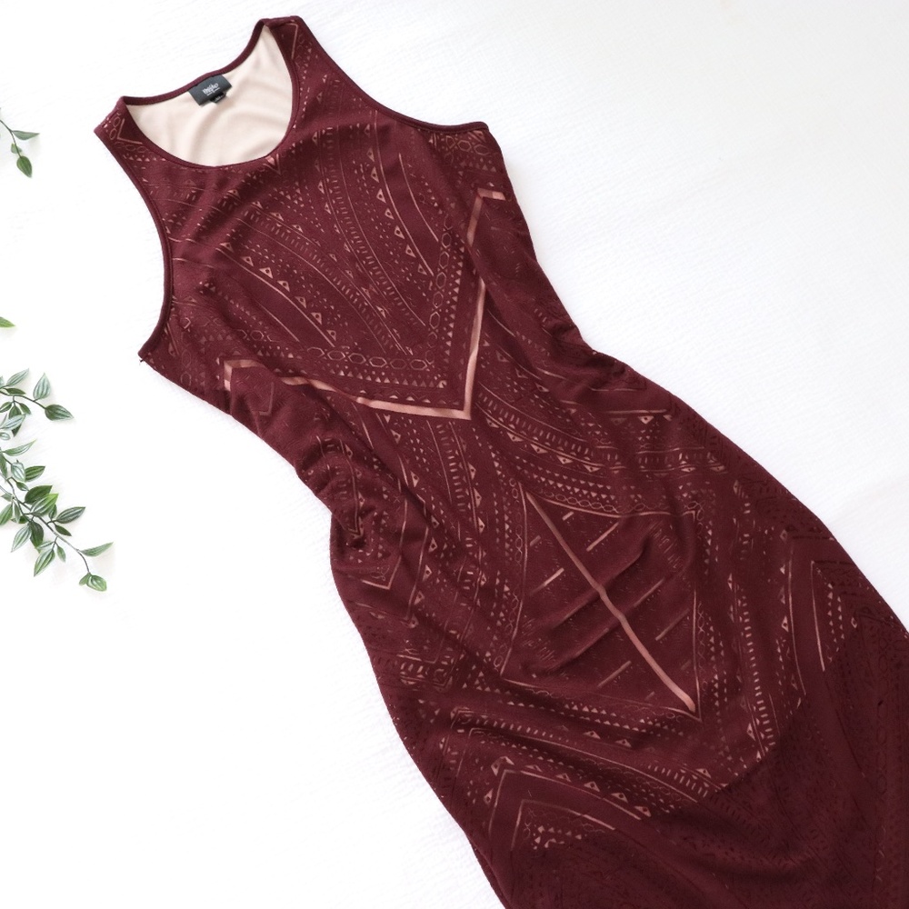 NWOT Mossimo Burgundy Tribal Print Dress - Picture 6 of 7